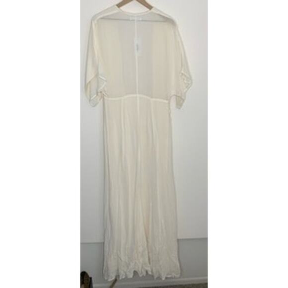 Reformation Winslow Dress White Ivory Maxi Wrap Kimono Wedding Womens New Large - Picture 3 of 14